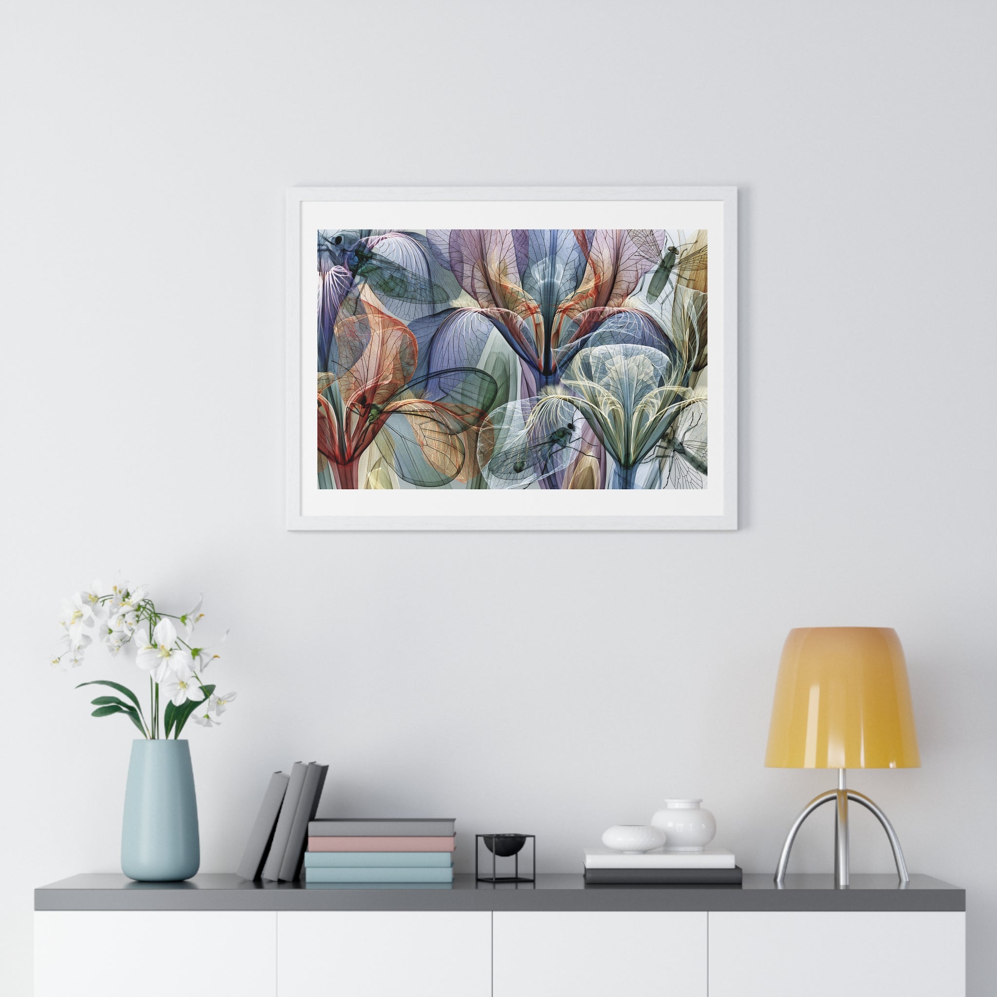 Framed Floral Art Print — Abstract Translucent Lily Poster