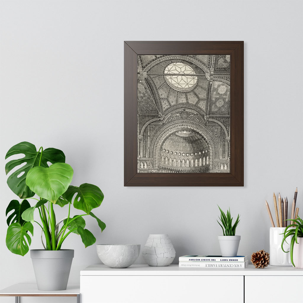 Detail of the New Jewish Synagogue, Berlin. Vintage Cathedral Ceiling Framed Poster — Architectural Interior Art Print
