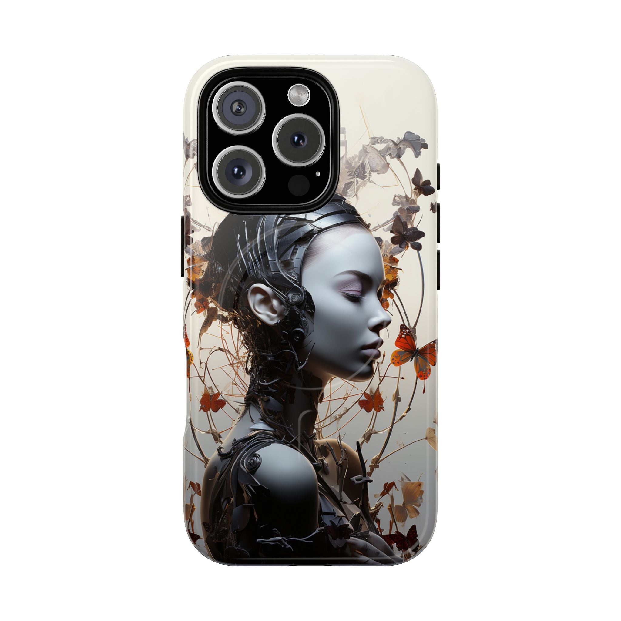 Art Nouveau Cyberpunk Phone Case — Surreal Floral Femme Tough Magnetic Case