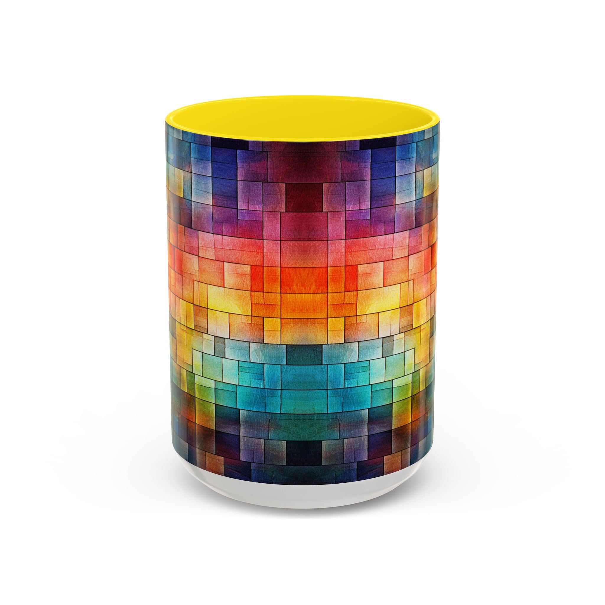 Colorful Mosaic Accent Coffee Mug - Vibrant Geometric Pattern (11/15 oz)