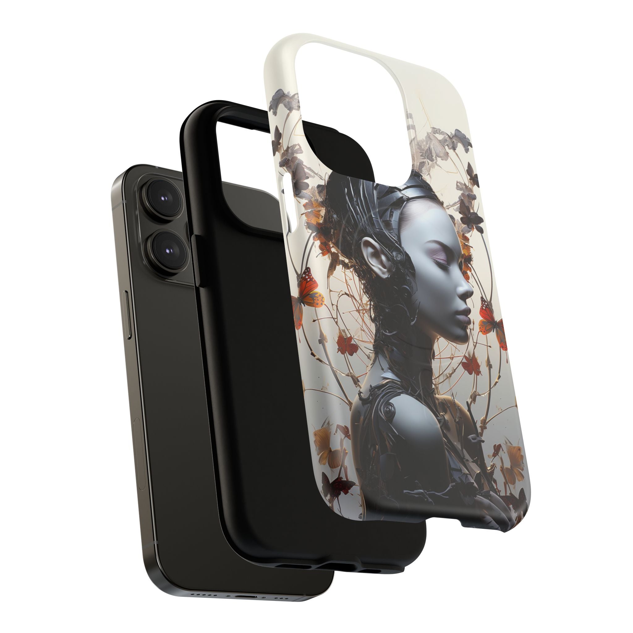Art Nouveau Cyberpunk Phone Case — Surreal Floral Femme Tough Magnetic Case
