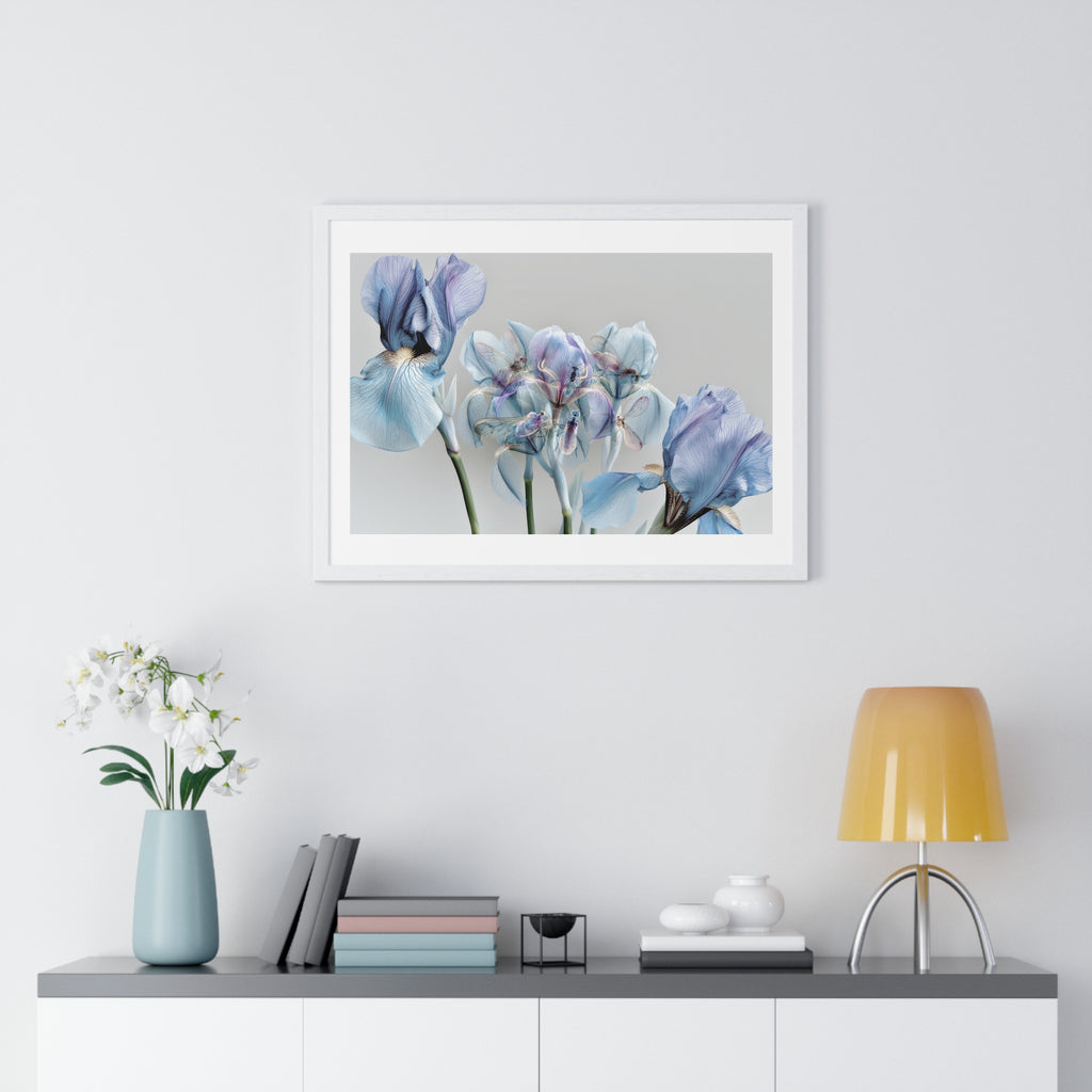 Blue Iris Floral Framed Poster — Botanical Wall Art Print