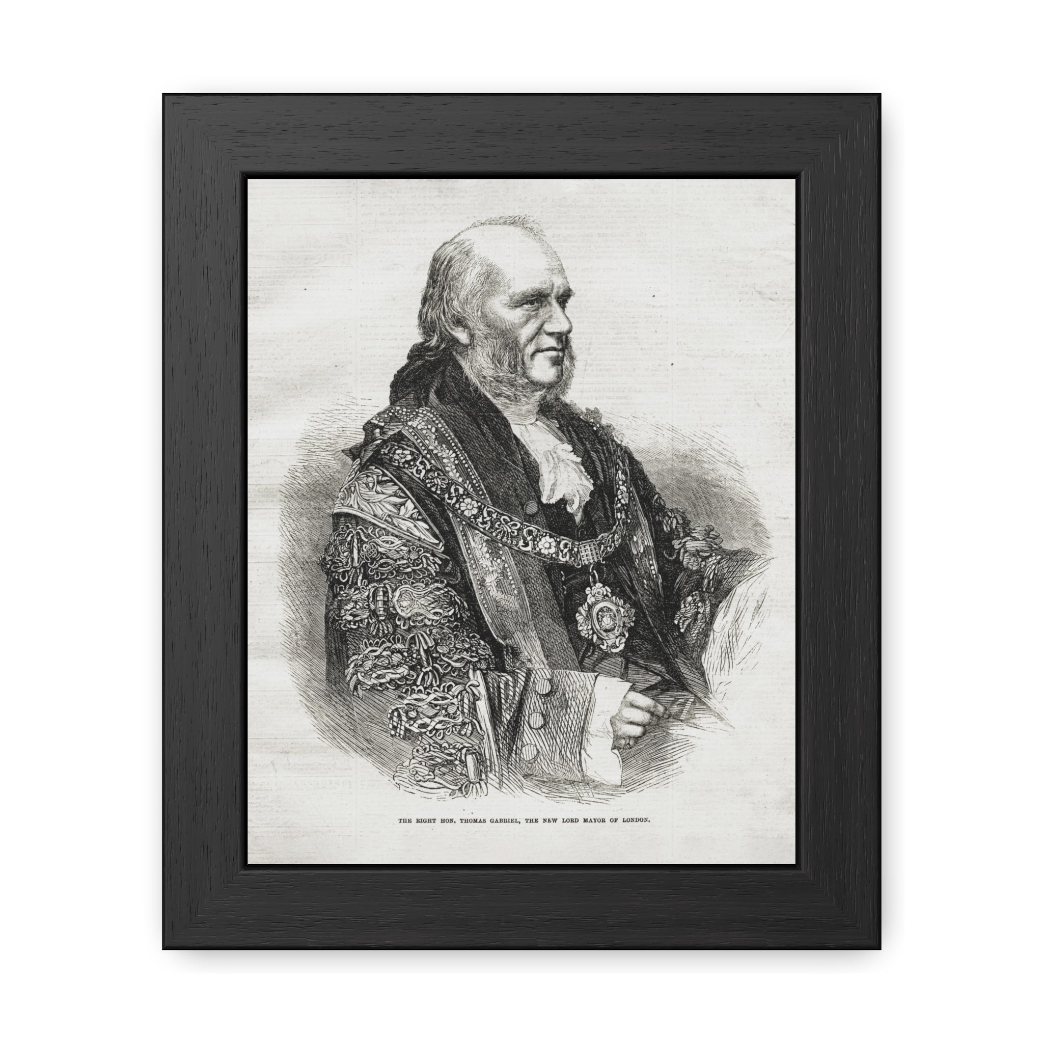 Framed Poster - Vintage Engraved Portrait Print (Antique Historical Decor)