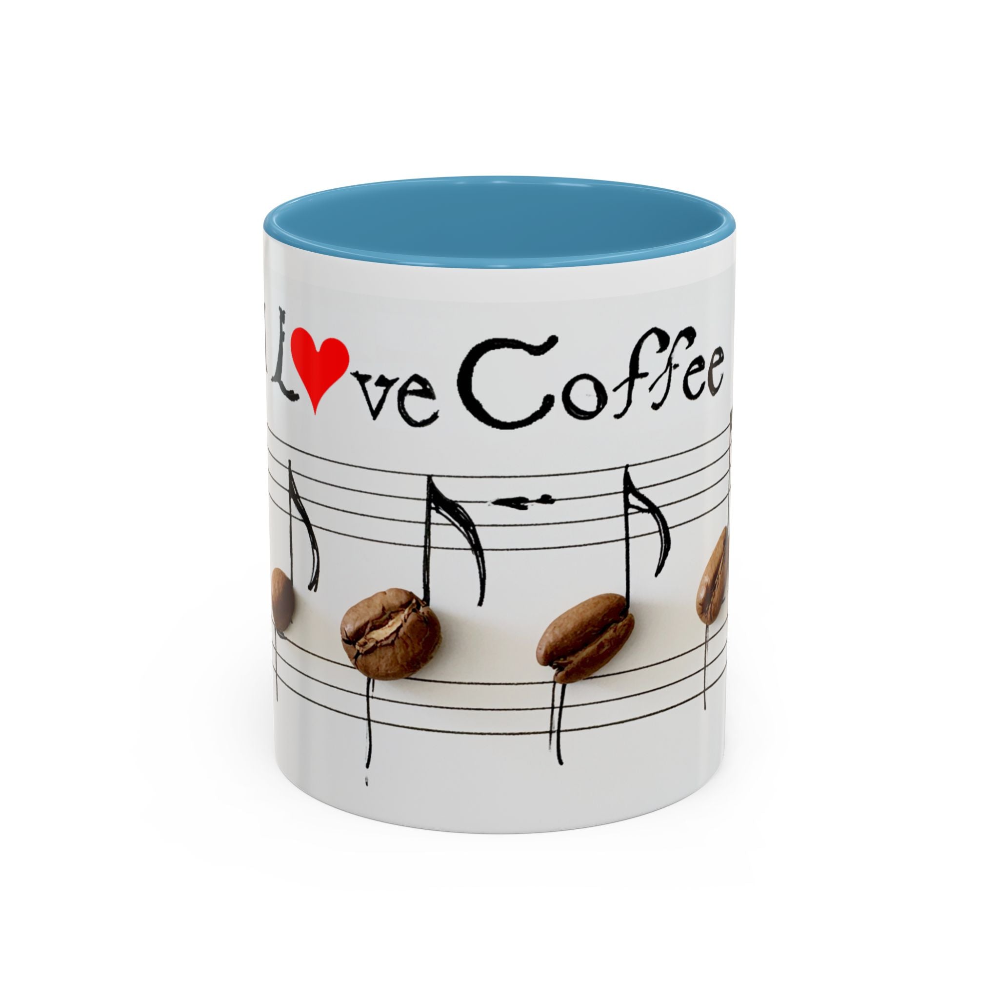 Coffee Lover Music Mug — "Love Coffee" Musical Notes Accent Mug (11/15 oz)