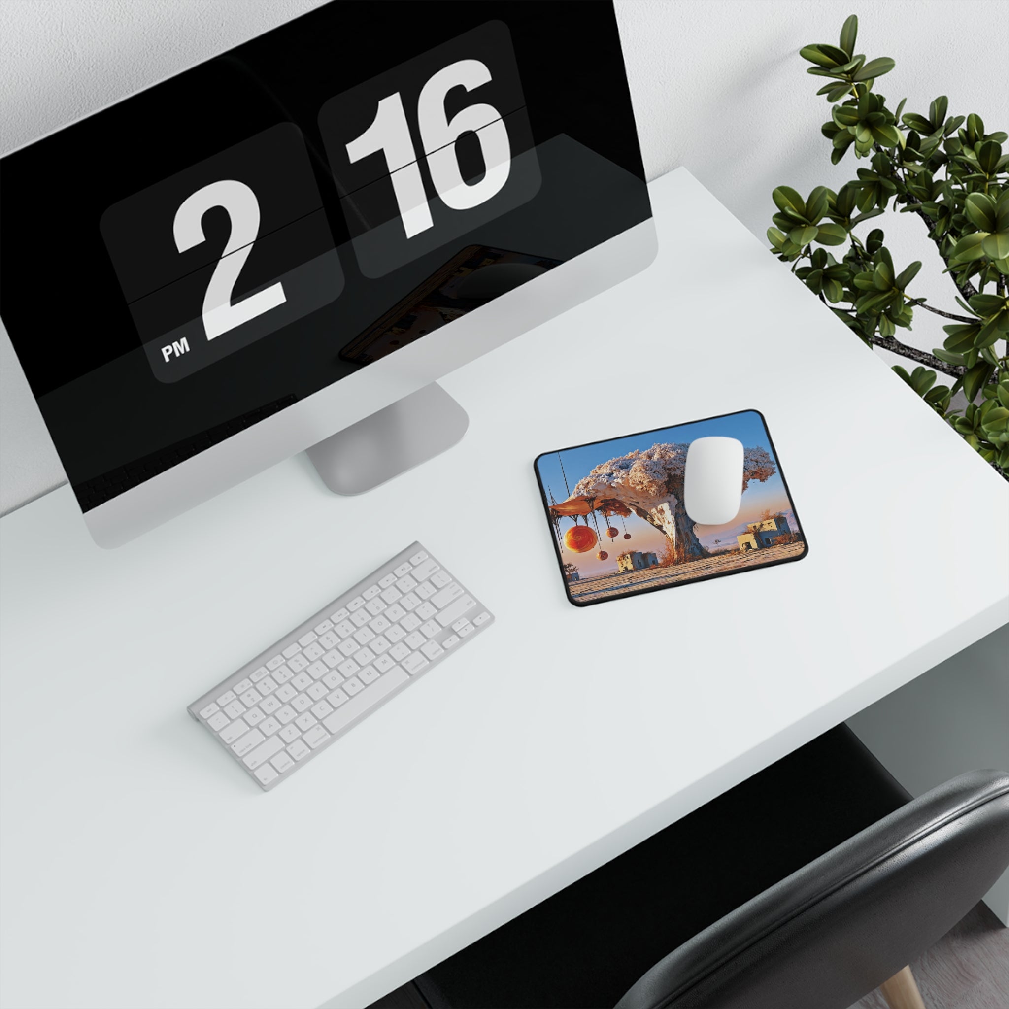 Fantasy Desert Tree Gaming Mouse Pad — Surreal Sci‑Fi Landscape Non‑Slip Pad