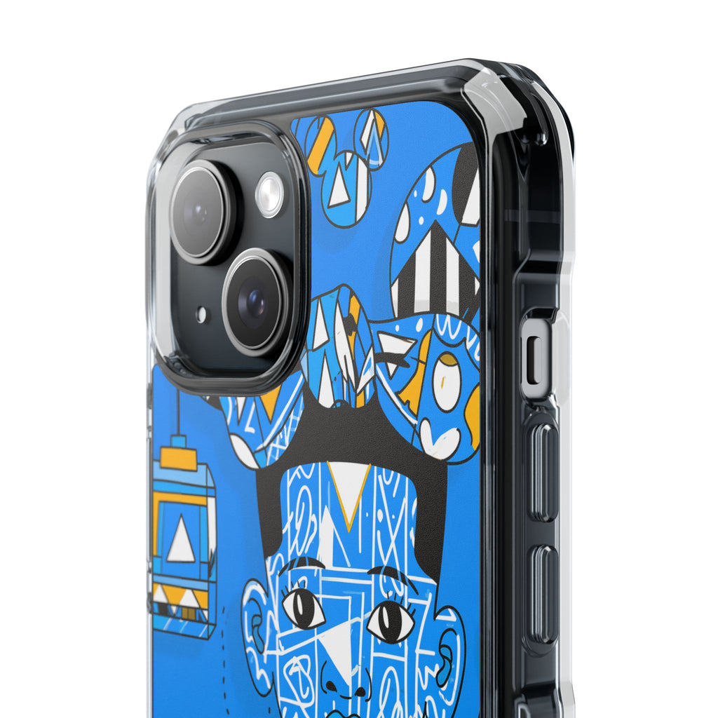 Clear Impact Phone Case — Blue Geometric Portrait Magnetic Clear Case