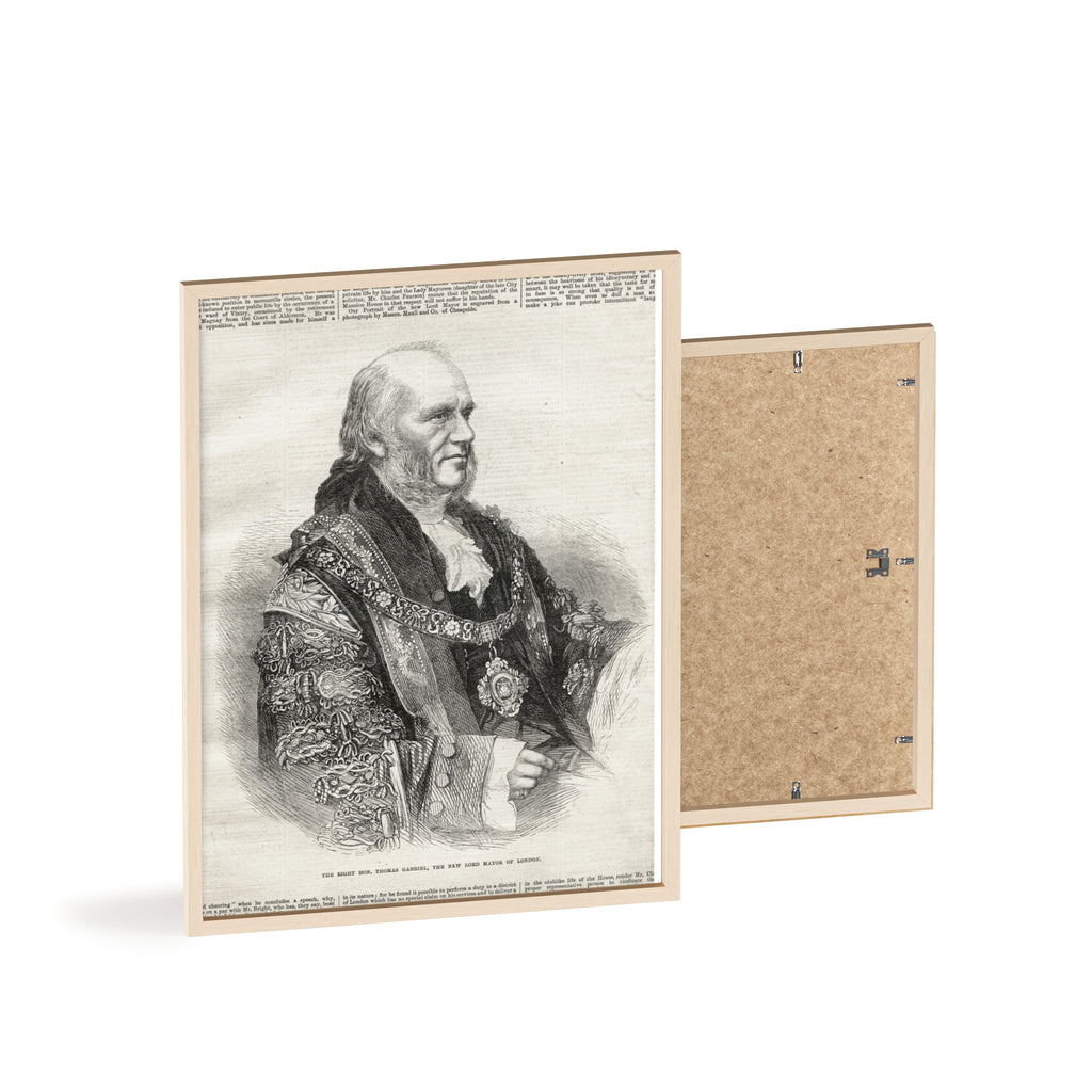 The Right Hon.Thomas Gabriel, the New Lord Mayor of London. Vintage Illustrated Statesman Poster with Black Wooden Frame