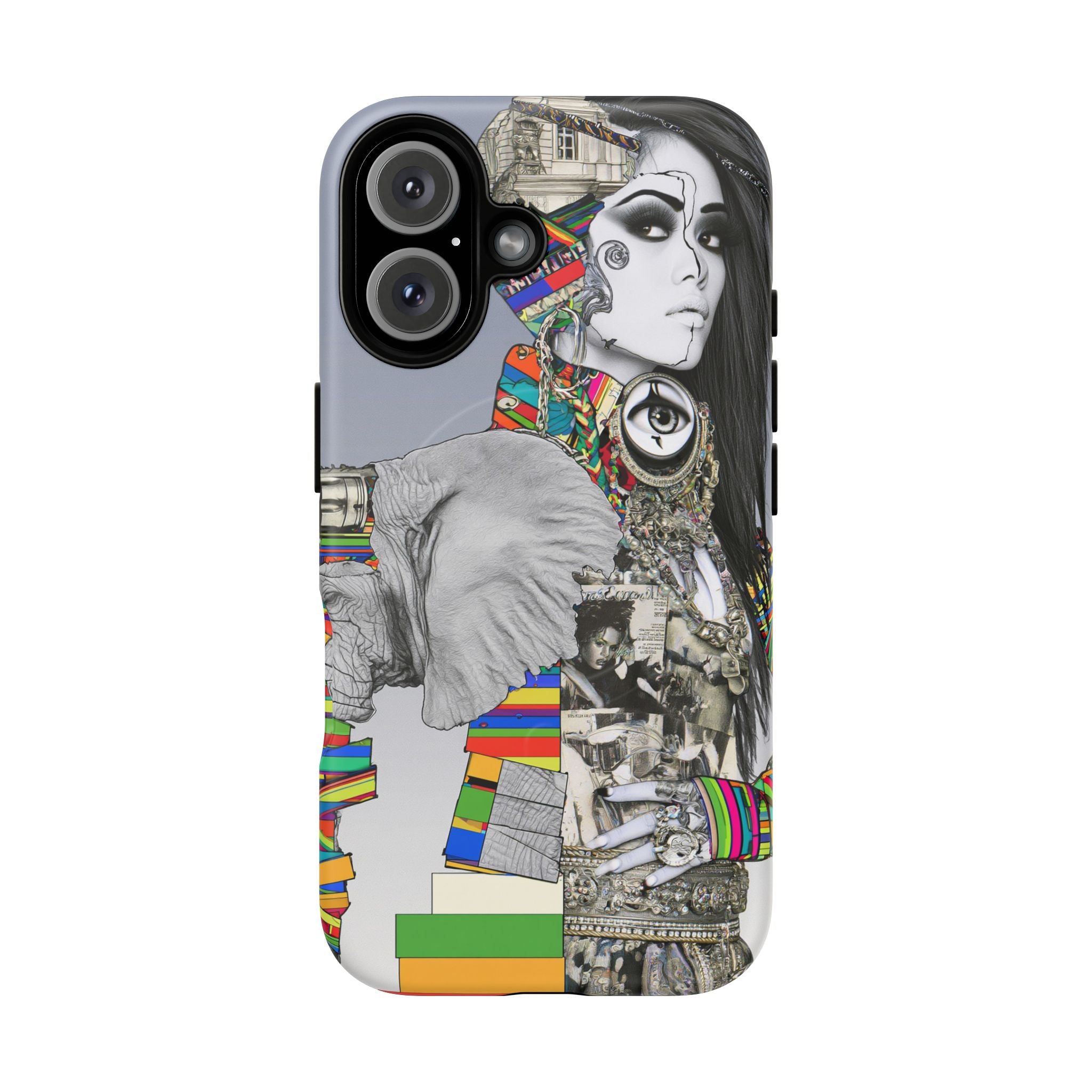 Artistic Elephant Collage Phone Case — Tough Magnetic Protective Cover