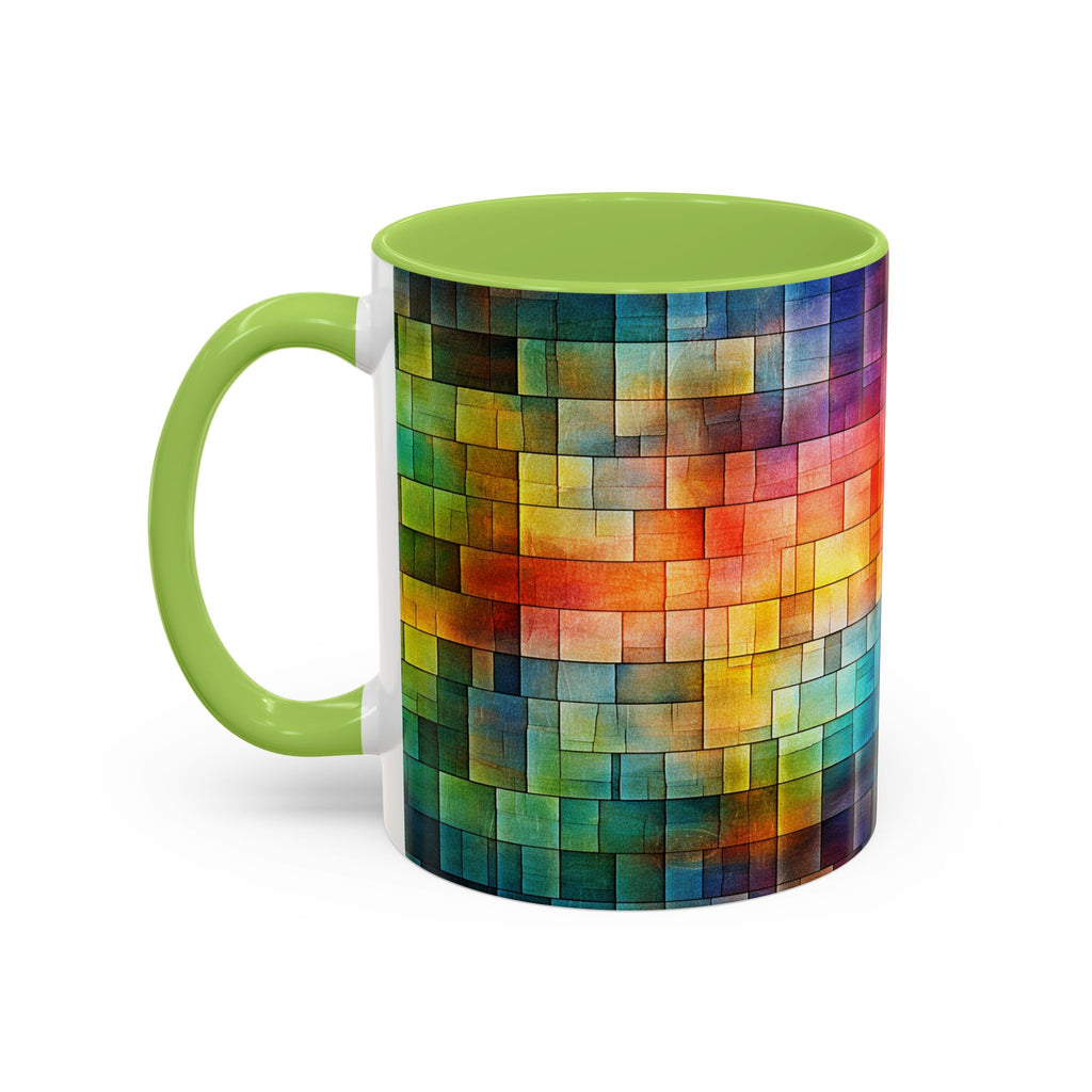 Colorful Mosaic Accent Coffee Mug - Vibrant Geometric Pattern (11/15 oz)