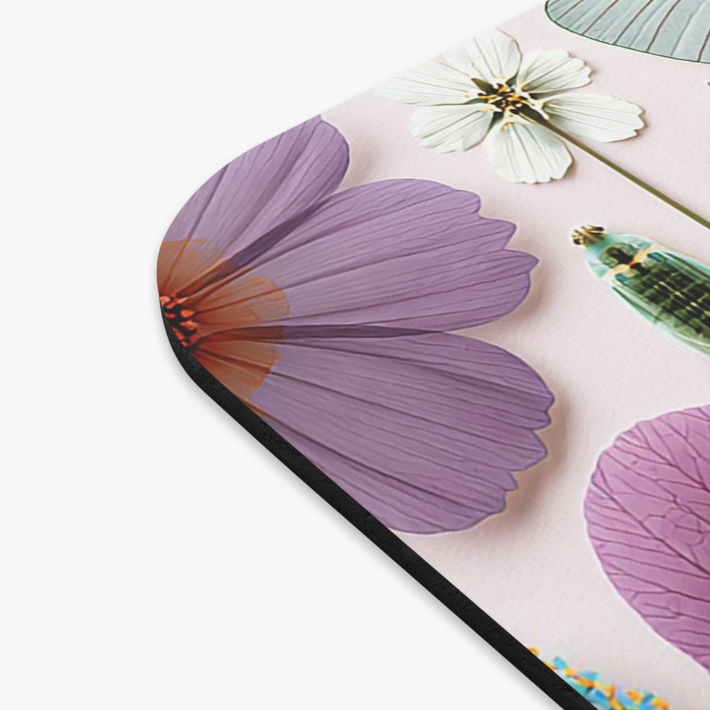 Floral & Beetle Decorative Mouse Pad — Pastel Garden Desk Mat