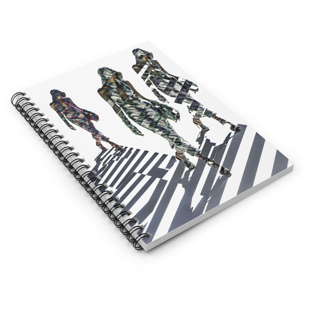 Fashion Runway Spiral Notebook — Chic Model Silhouette Journal (Ruled)