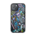 Clear Impact Phone Case — Retro Cellphone Collage, Magnetic Protective Cover