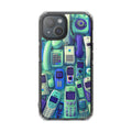 Retro Phones Clear Magnetic Phone Case — Vintage Mobile Pattern, Protective Impact Case
