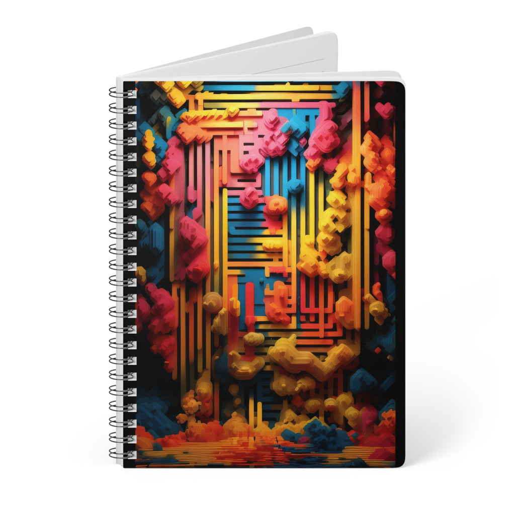 A5 Wirobound Notebook — Abstract Neon Cloud Geometric Cover