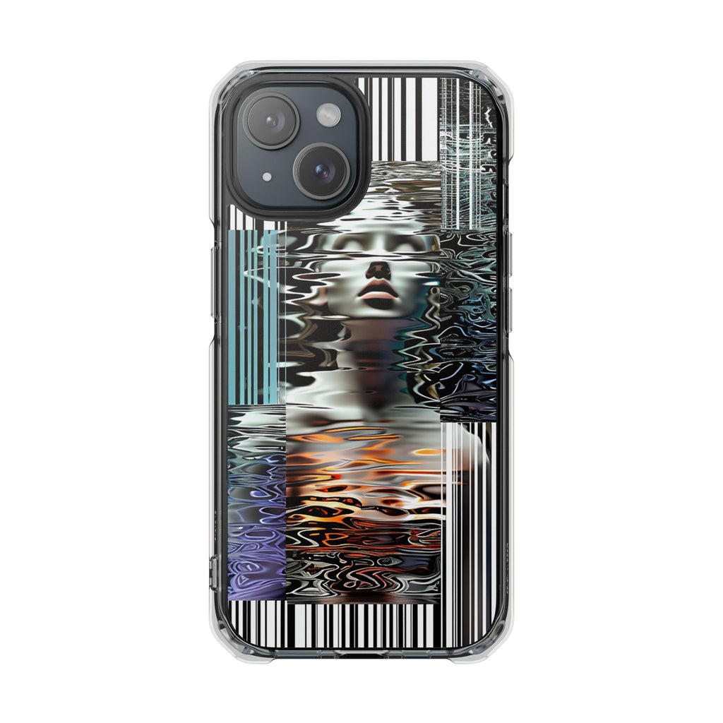 Magnetic Clear Impact Case — Glitch Portrait Art Phone Case