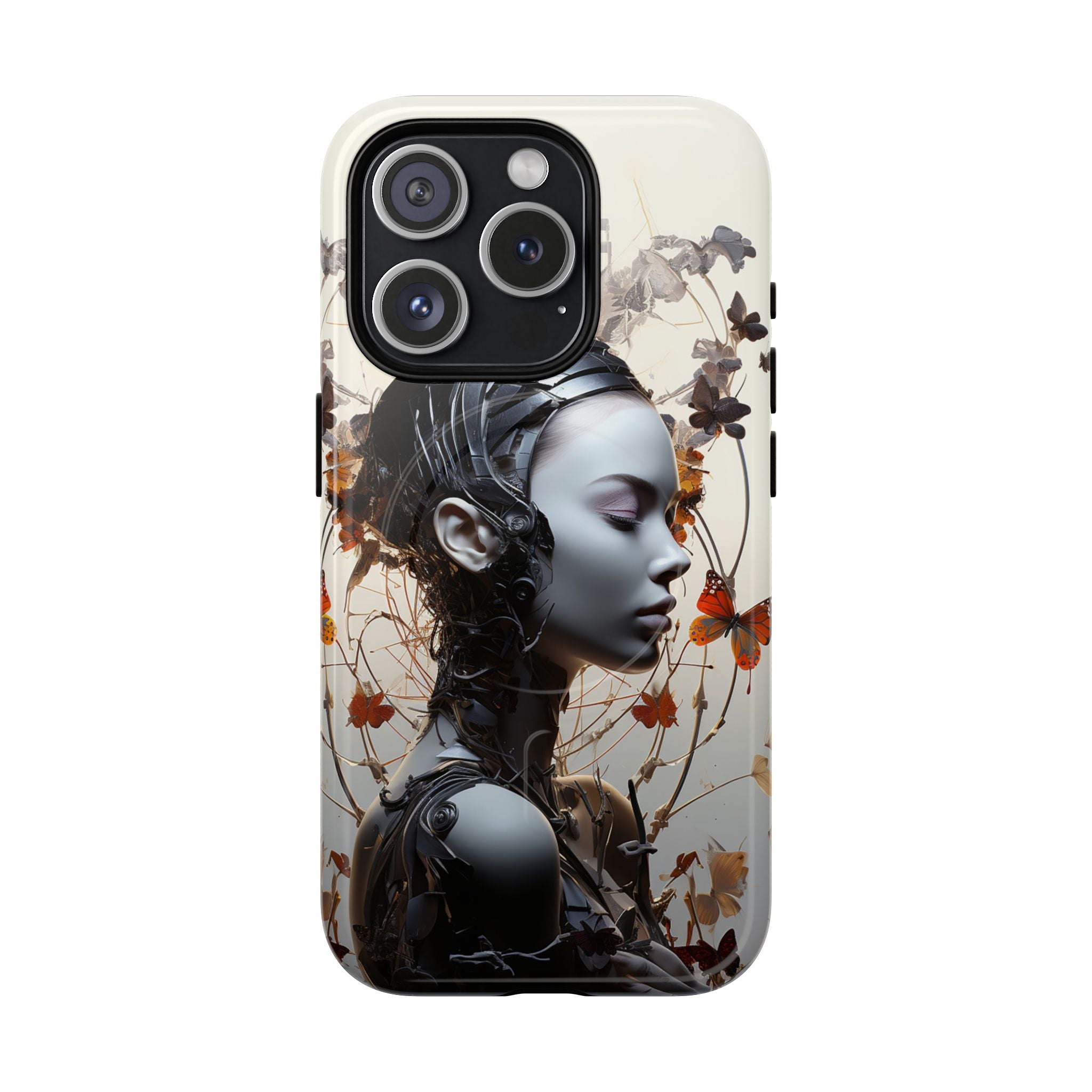 Art Nouveau Cyberpunk Phone Case — Surreal Floral Femme Tough Magnetic Case