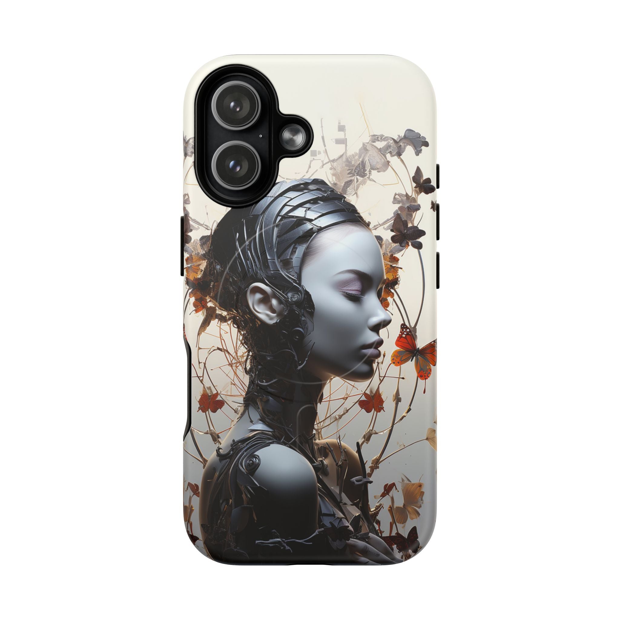 Art Nouveau Cyberpunk Phone Case — Surreal Floral Femme Tough Magnetic Case