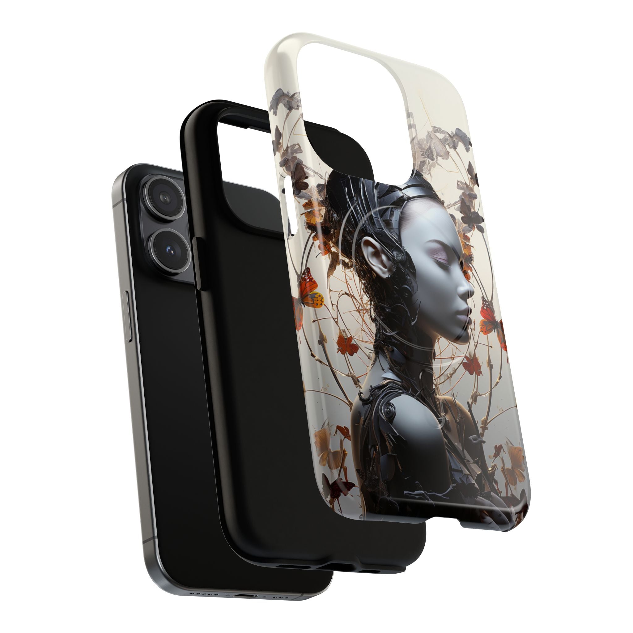 Art Nouveau Cyberpunk Phone Case — Surreal Floral Femme Tough Magnetic Case