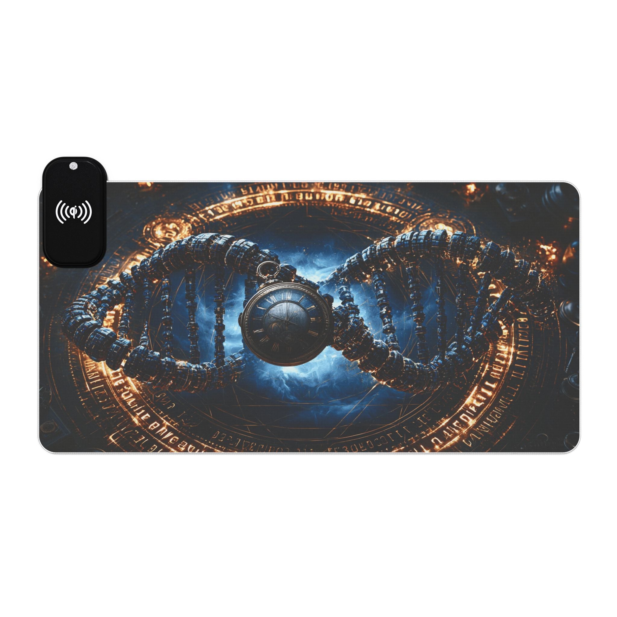 LED Wireless Charging Gaming Mouse Pad — DNA Sci‑Fi RGB Desk Mat