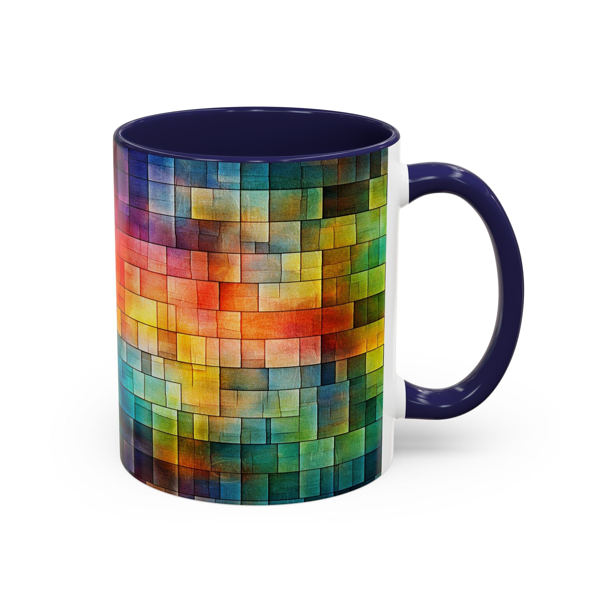 Colorful Mosaic Accent Coffee Mug - Vibrant Geometric Pattern (11/15 oz)