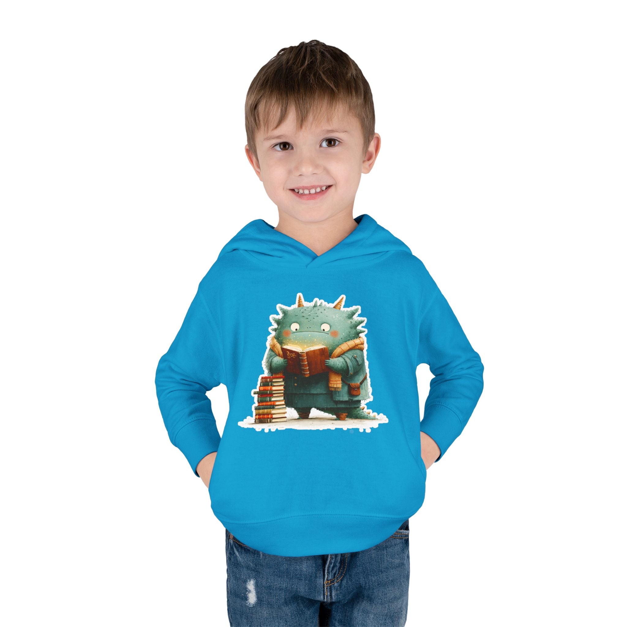 Toddler Hoodie — Cute Reading Monster Graphic Pullover