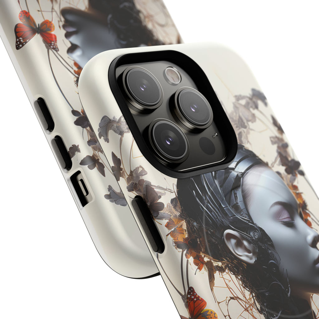 Art Nouveau Cyberpunk Phone Case — Surreal Floral Femme Tough Magnetic Case