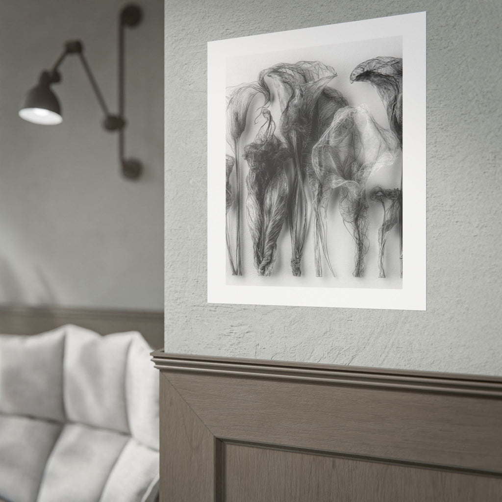 Abstract Smoke Floral Poster — Black & White Botanical Wall Art (Rolled Poster)