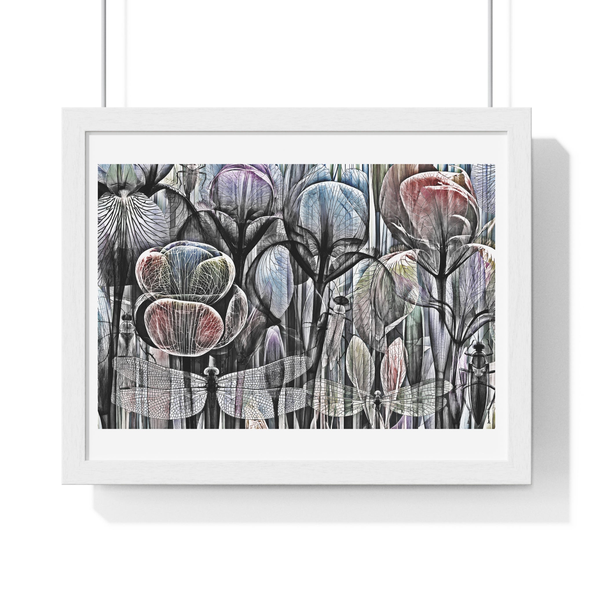Framed Poster — Dreamy Botanical Dragonfly Art Print