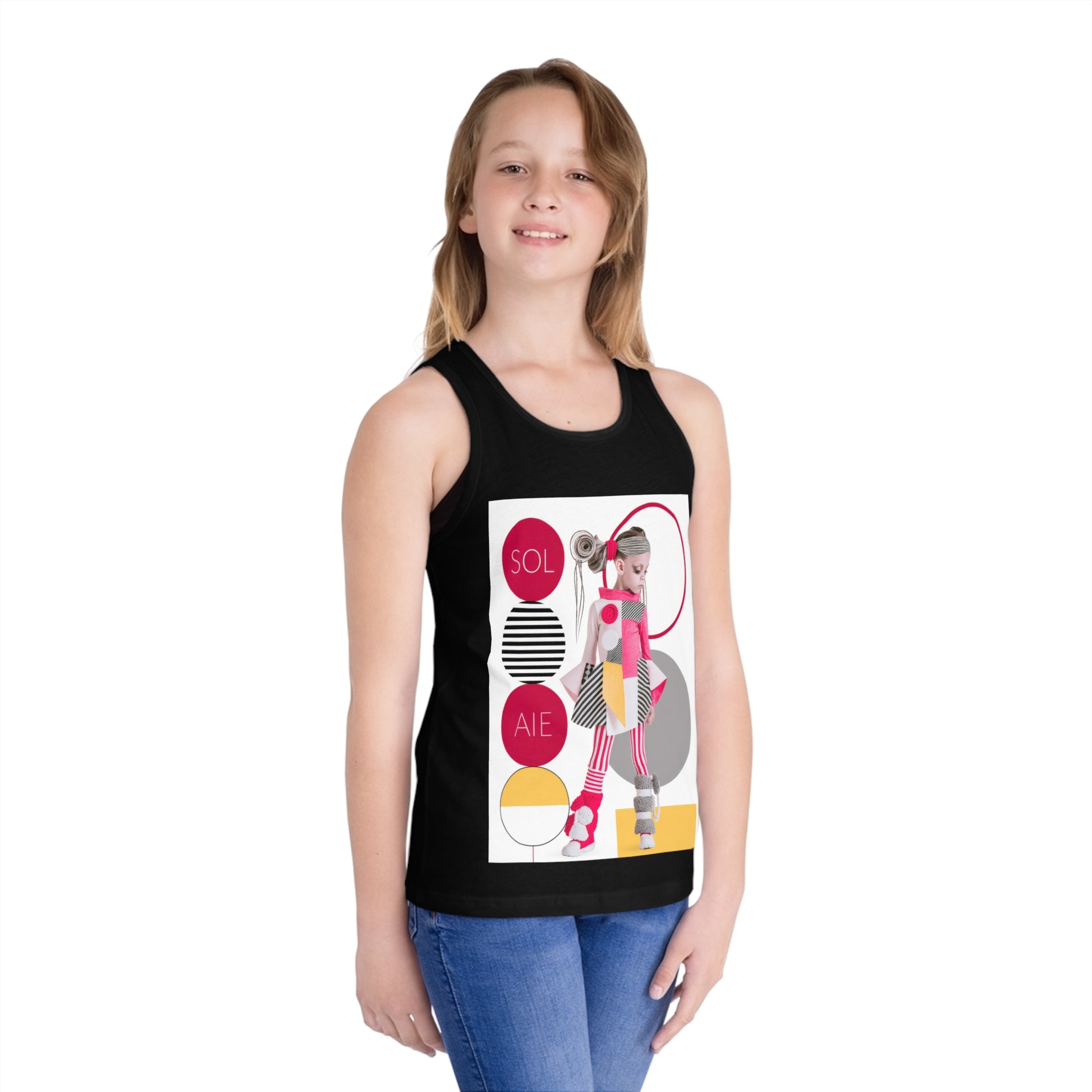 Kids Tank Top — Retro Pop Roller Girl Graphic ("SOL AIE")
