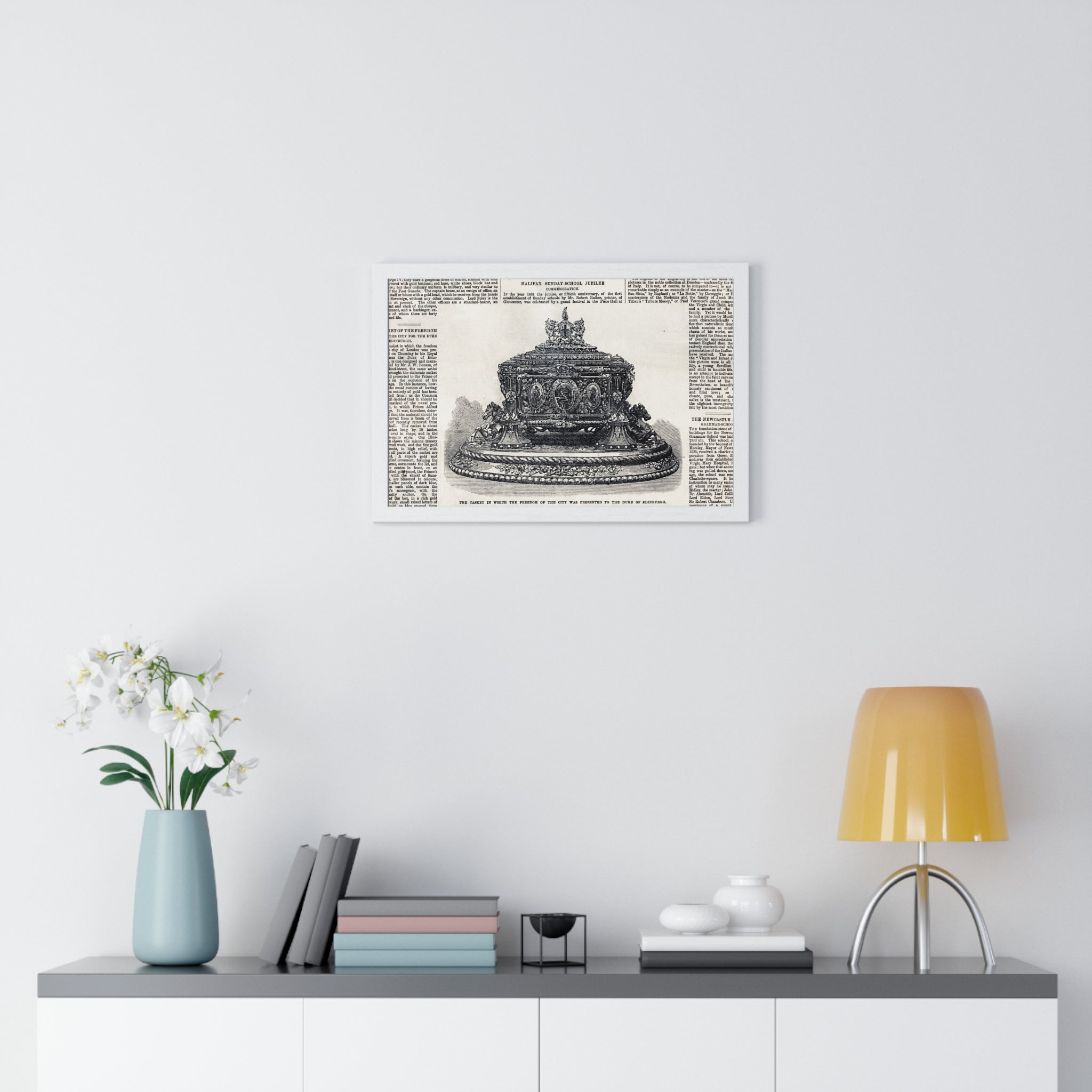 Vintage Crown Illustration Framed Poster — Antique Dictionary Art Print