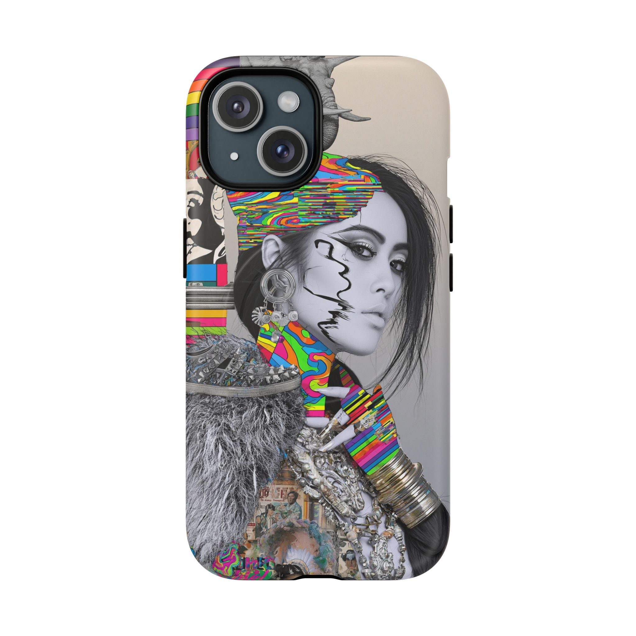 Phone Case - Colorful Glitch Portrait Tough Magnetic Case