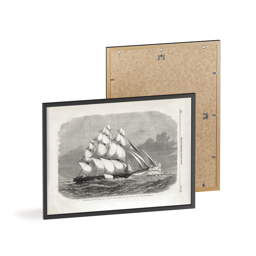 The Great Ship-Race from China to London. Vintage Sailing Ship Wall Poster with Wooden Frame – Nautical Marine Print