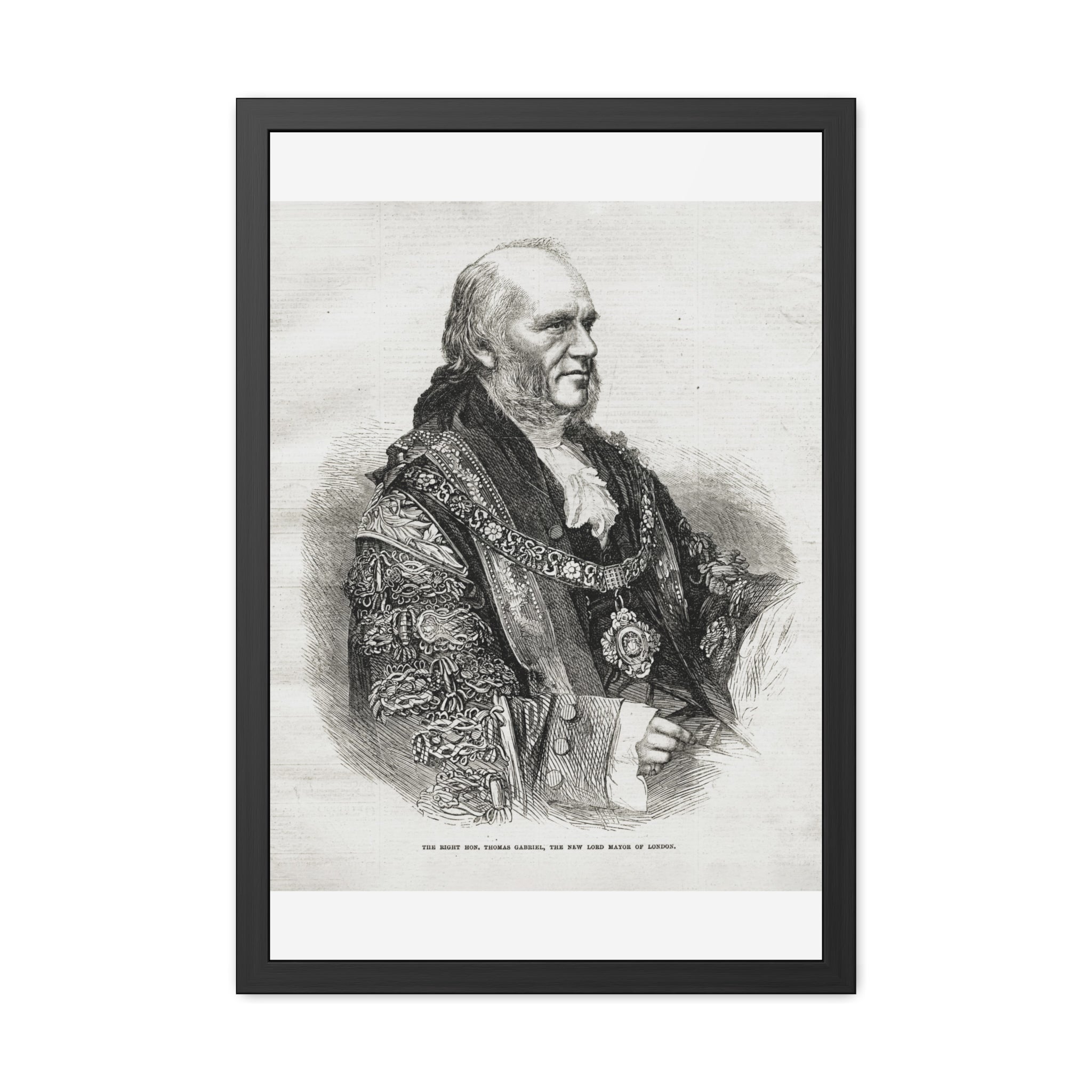 Framed Poster - Vintage Engraved Portrait Print (Antique Historical Decor)