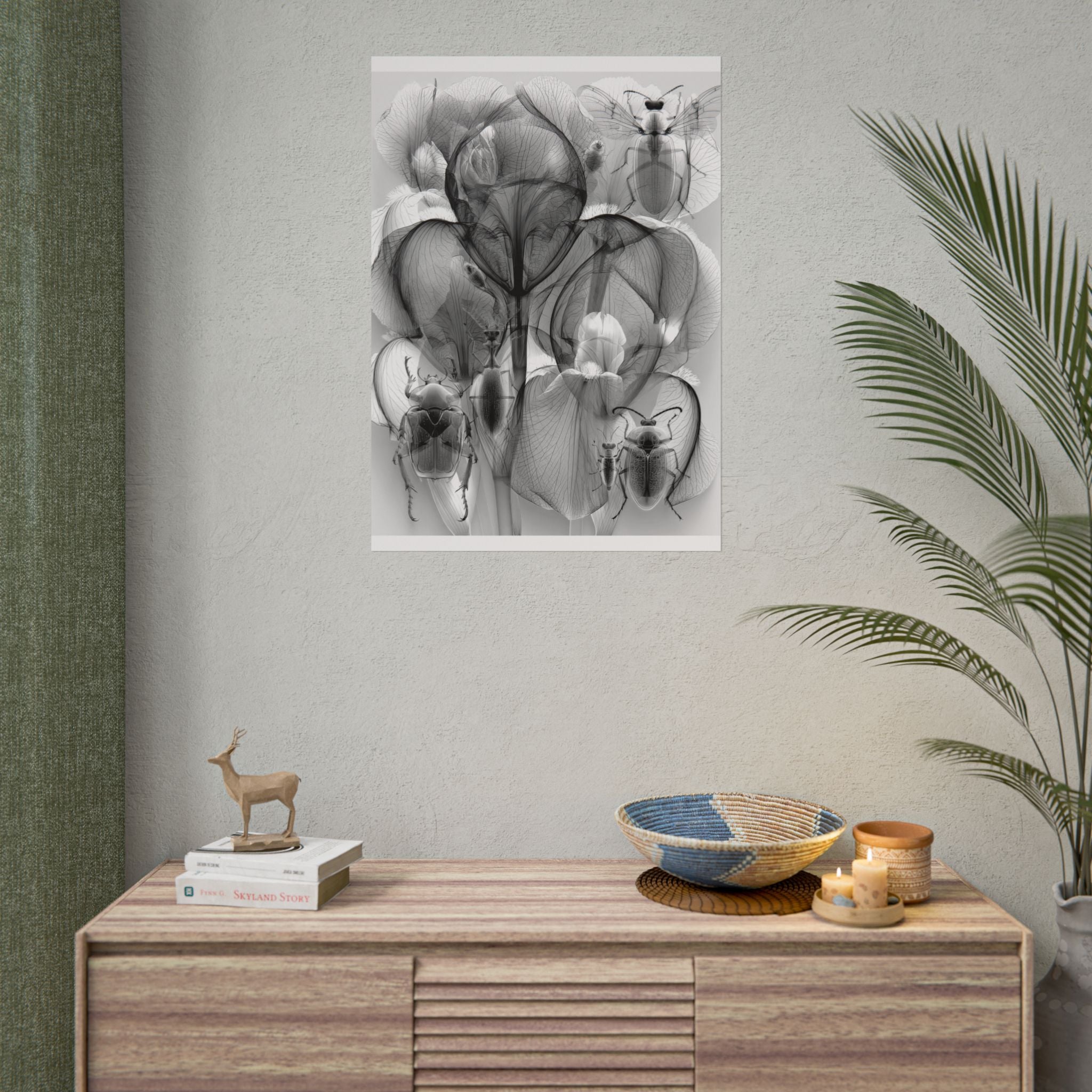 Orchid X-Ray Art Poster — Monochrome Floral Insect Wall Print