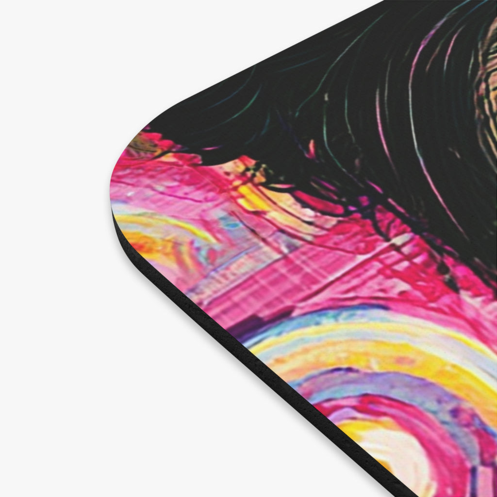 Retro Pop Art Mouse Pad — Colorful Girl with Sunglasses Rectangle Desk Mat