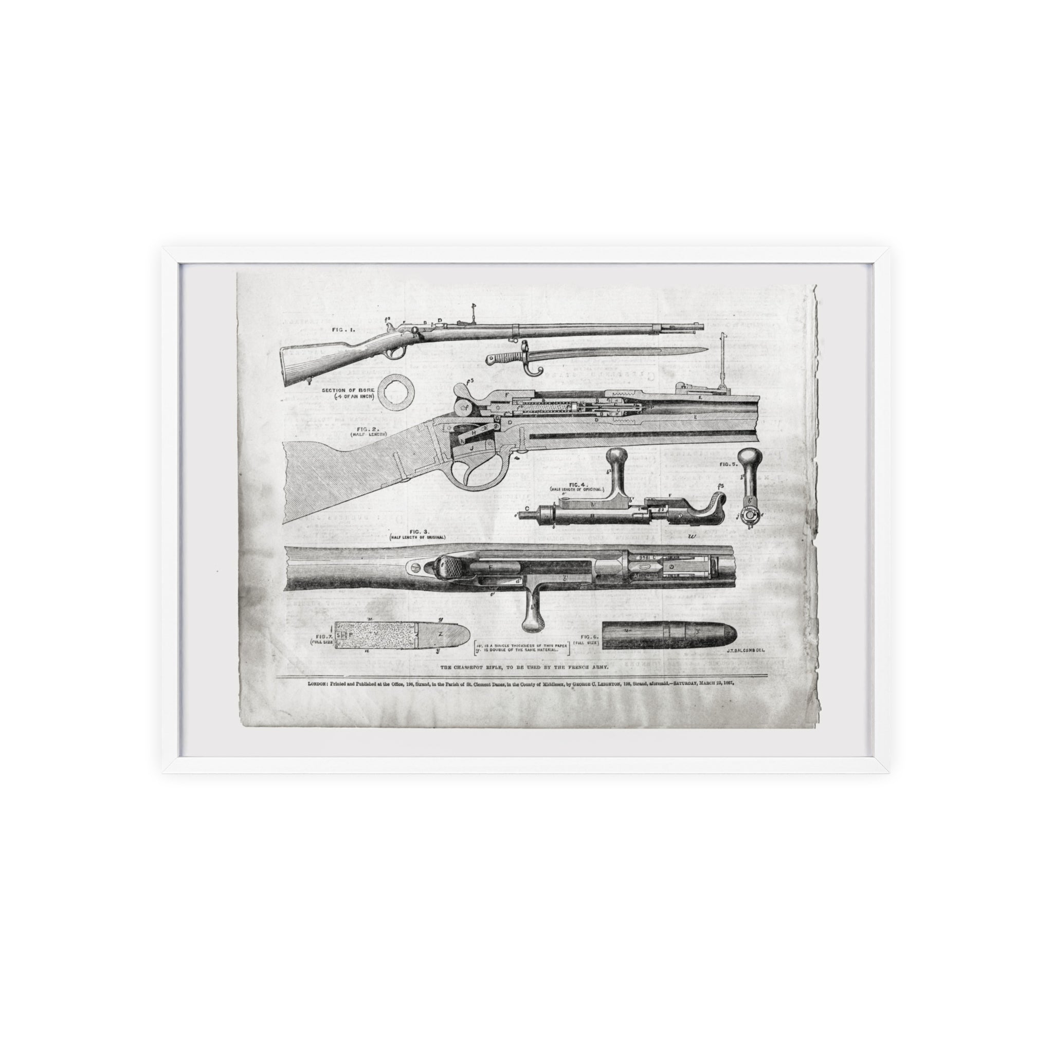 Antique Rifle Patent Poster — Framed Vintage Firearm Print