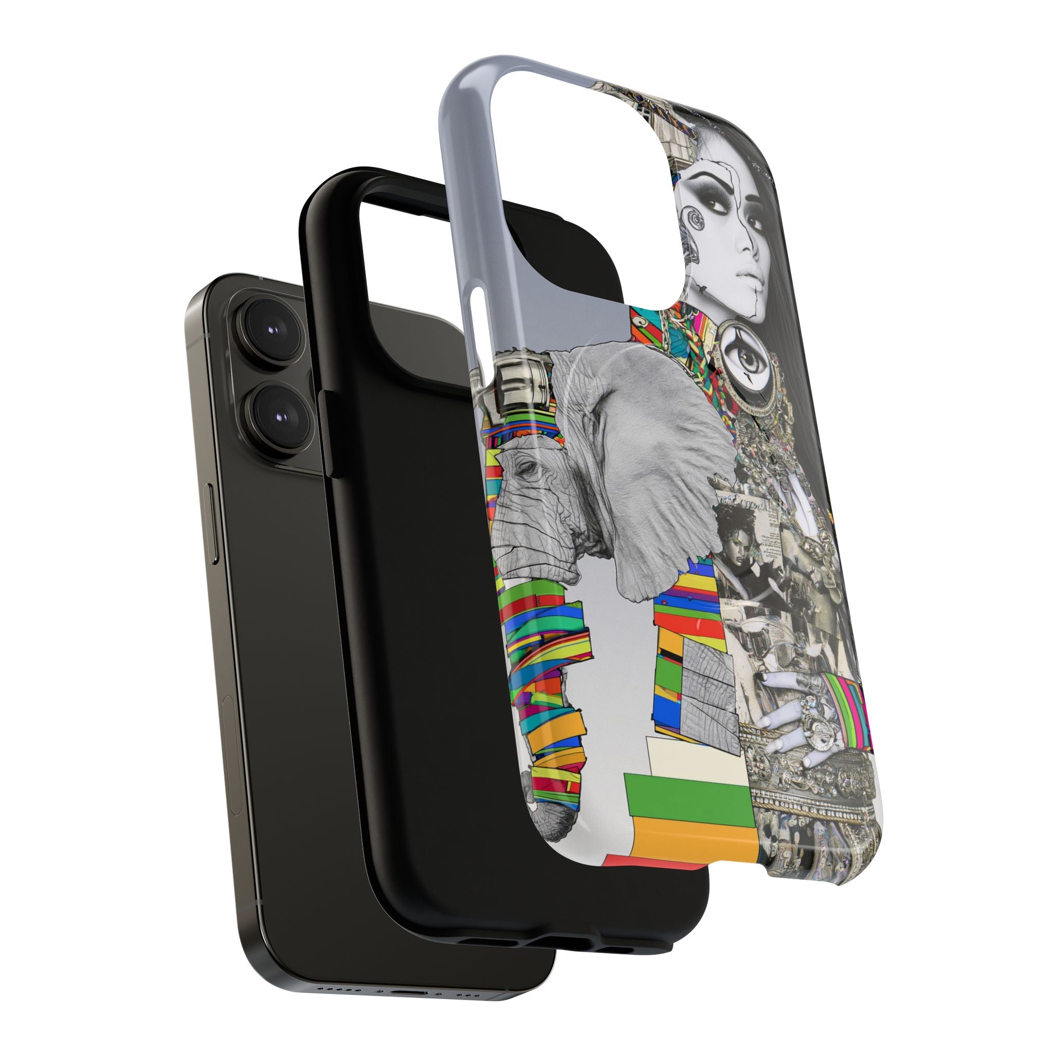 Artistic Elephant Collage Phone Case — Tough Magnetic Protective Cover