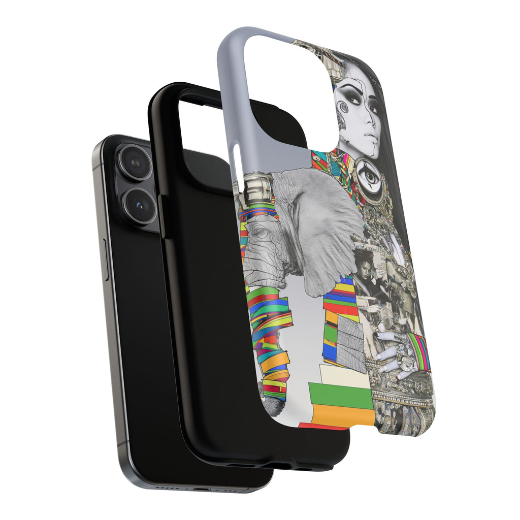 Artistic Elephant Collage Phone Case — Tough Magnetic Protective Cover