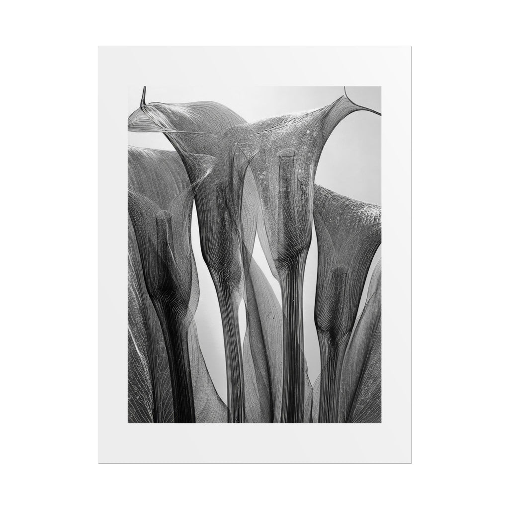 Abstract Botanical Poster — Black & White Calla Lily Photography (Rolled Poster)