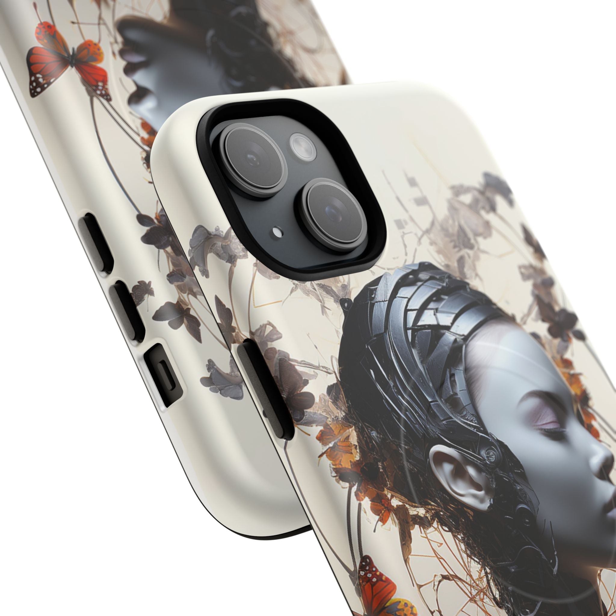 Art Nouveau Cyberpunk Phone Case — Surreal Floral Femme Tough Magnetic Case