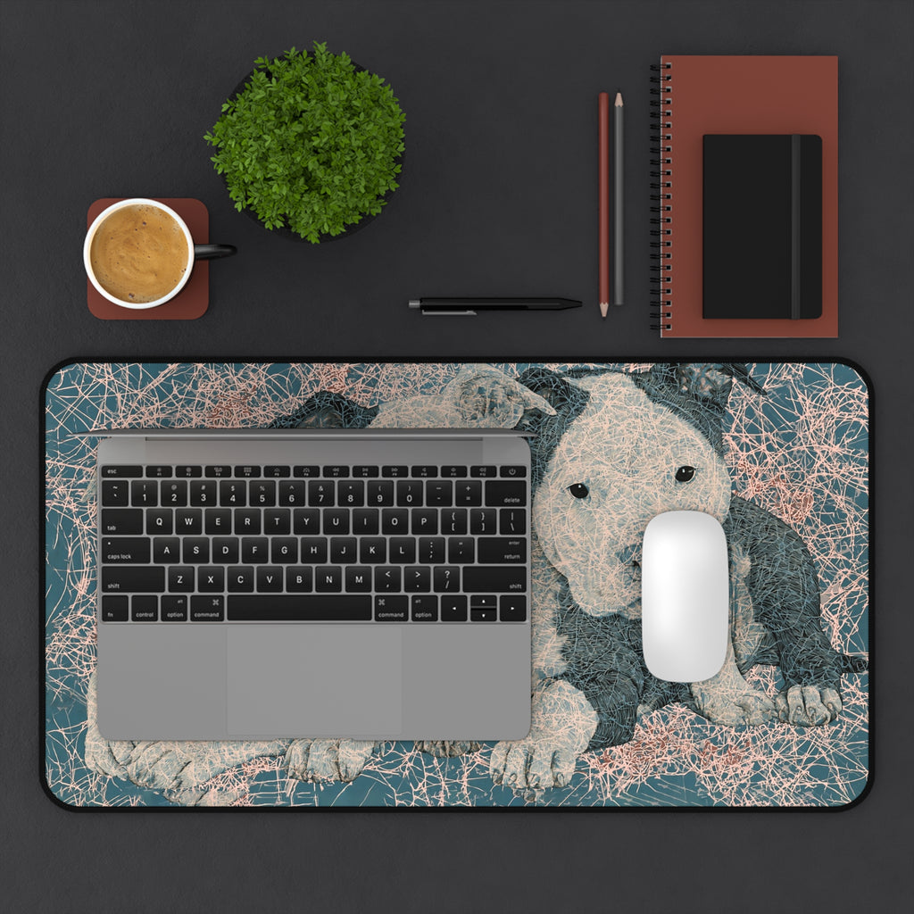 Pit Bull Puppy Desk Mat – Cute Trio Decorative Mousepad for Home Office