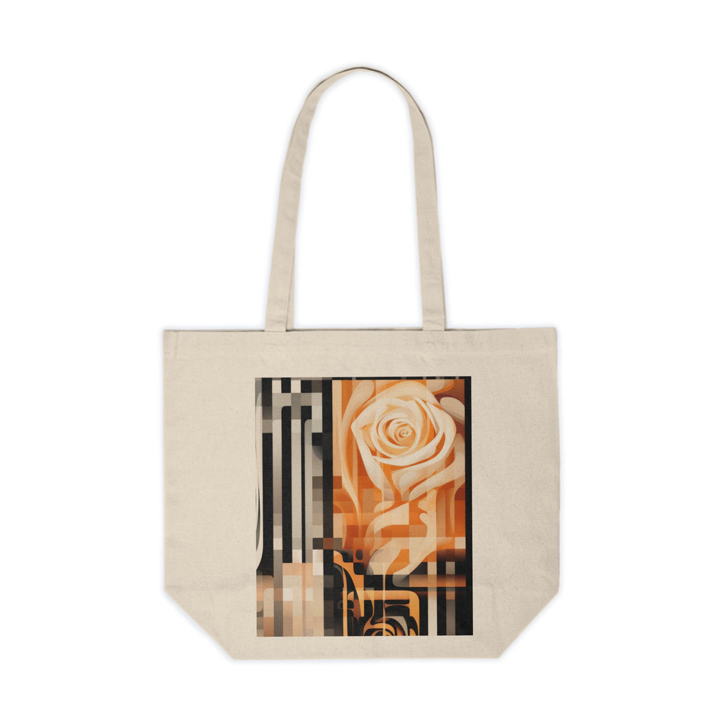 Floral Rose Geometric Canvas Tote