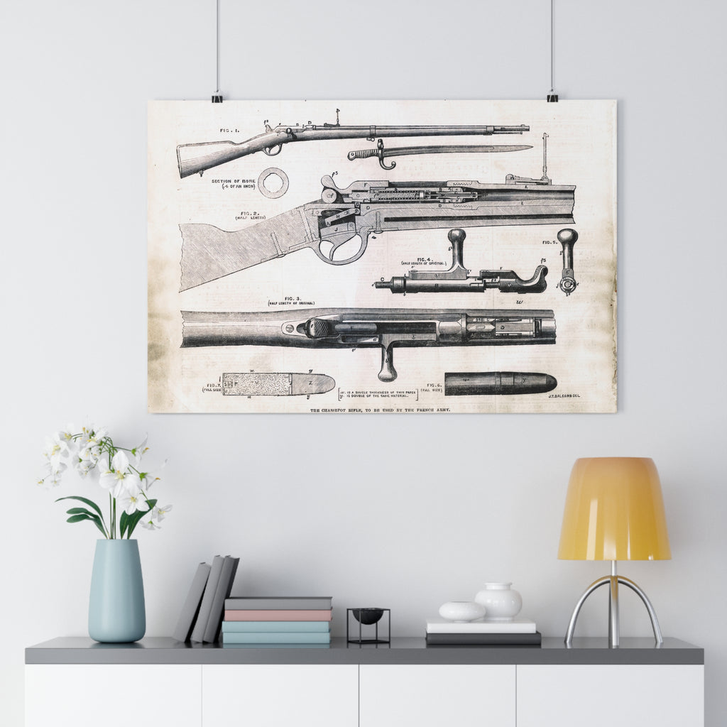 Vintage Rifle Patent Poster – Antique Firearm Blueprint Wall Art
