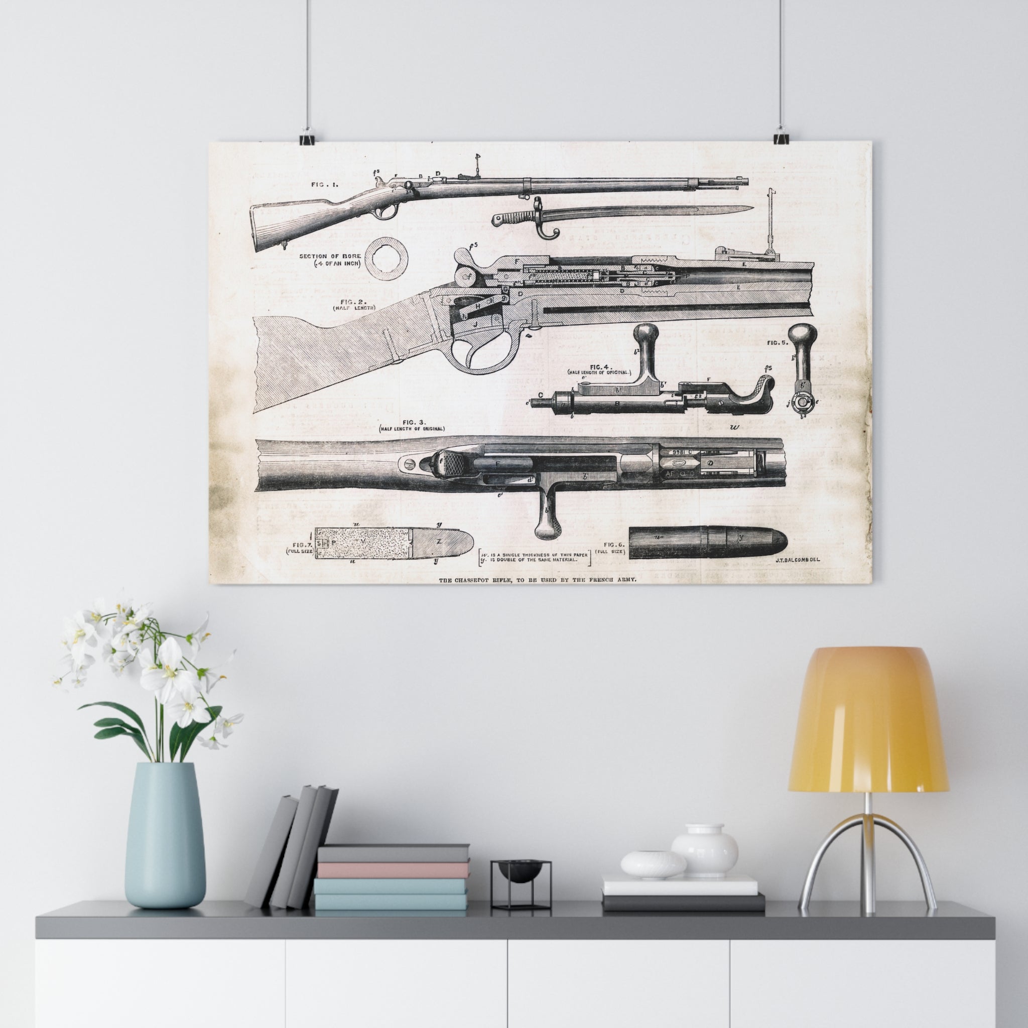 Vintage Rifle Patent Poster – Antique Firearm Blueprint Wall Art