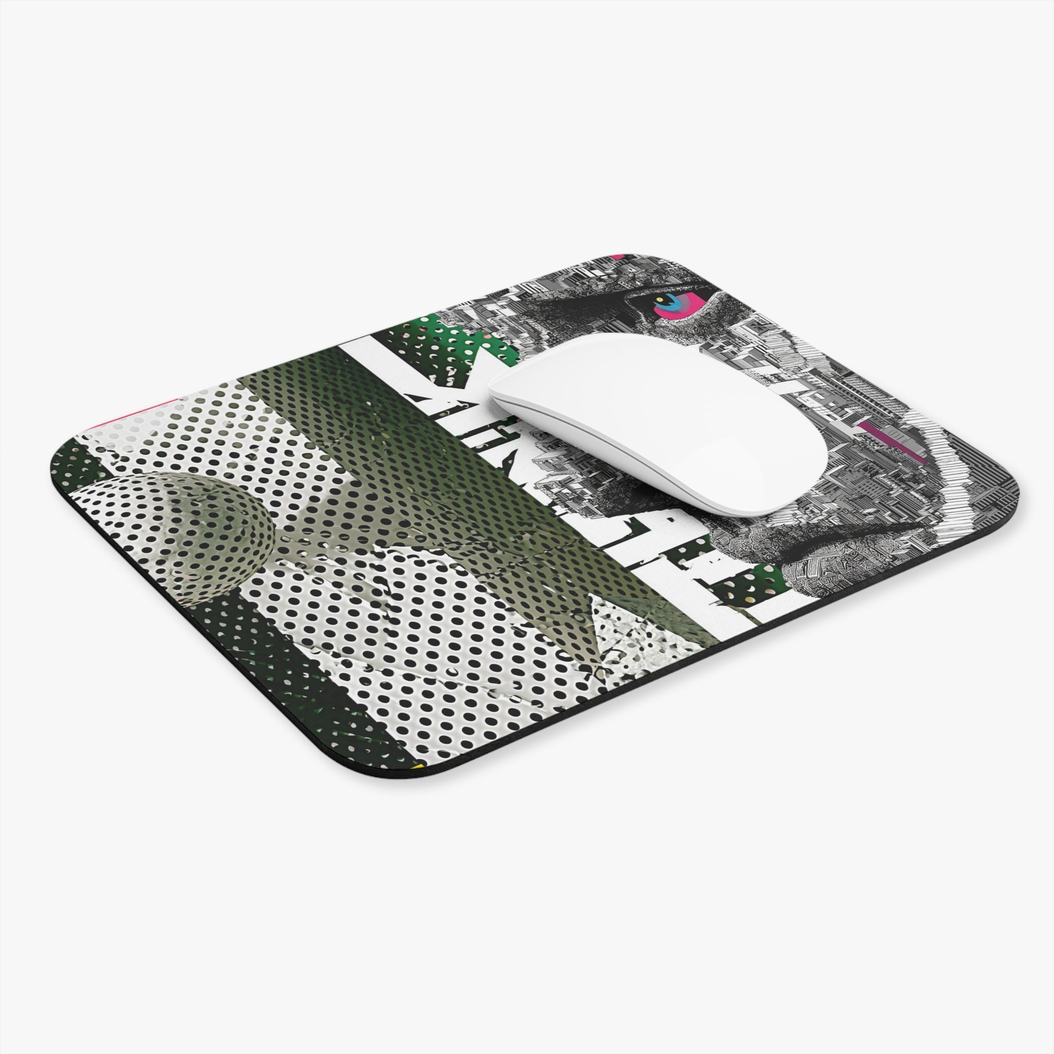 Urban Lion Collage Mouse Pad — Modern Pop Art Desk Mat
