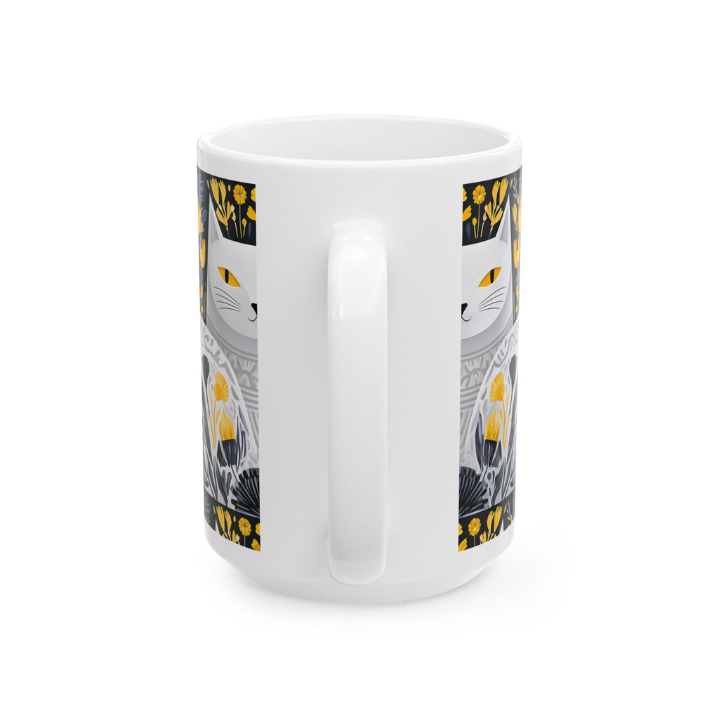 Golden Folk Cat Ceramic Mug — 11oz & 15oz