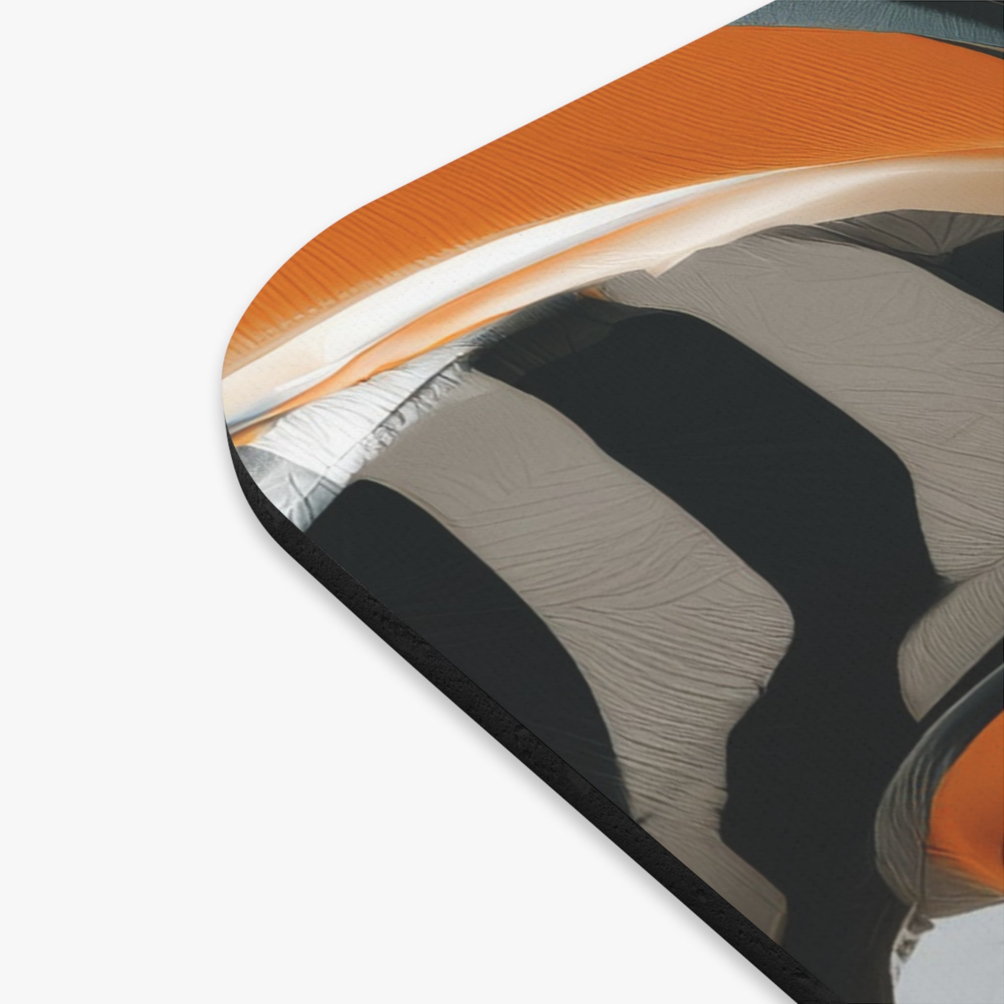 Abstract Futurist Portrait Mouse Pad — Modern Orange & Gray Desk Art