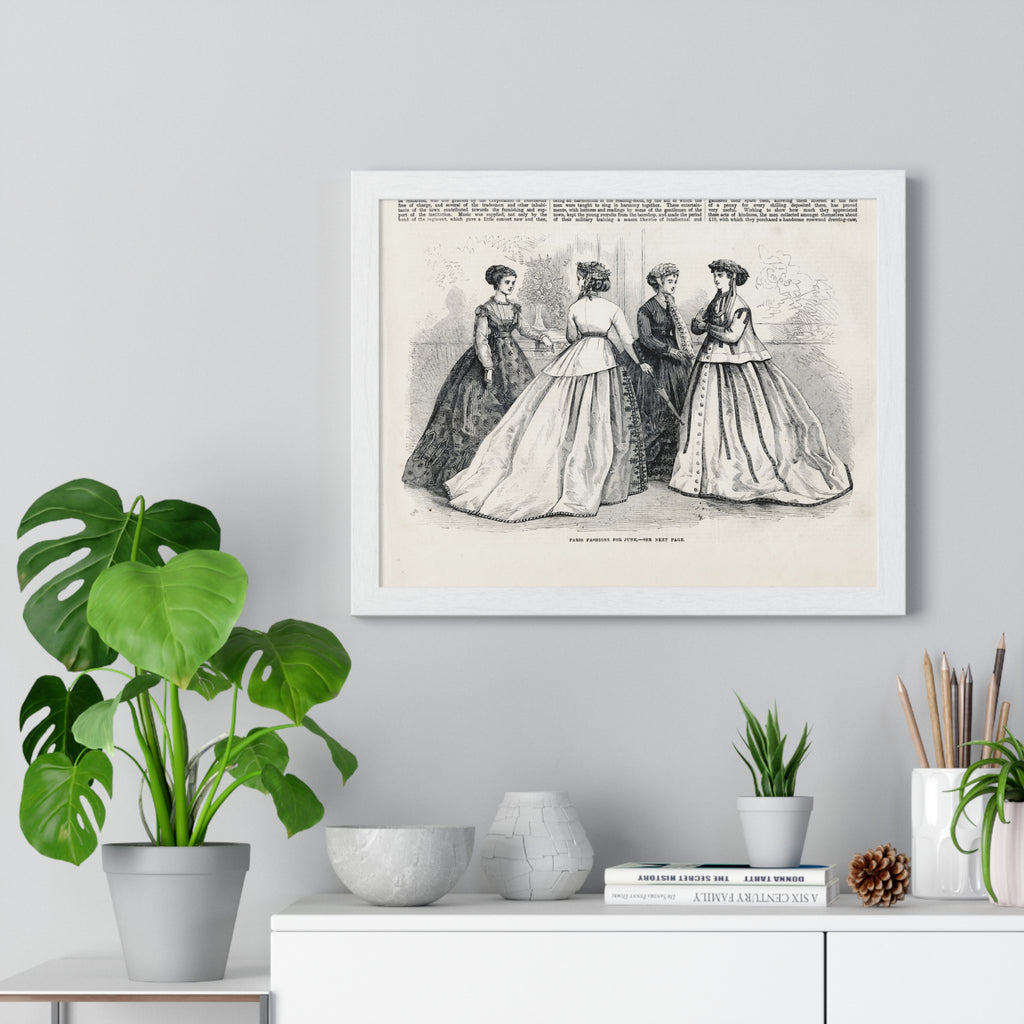 Vintage Fashion Print Framed Poster — Paris Fashion — 19th Century Ladies Illustration