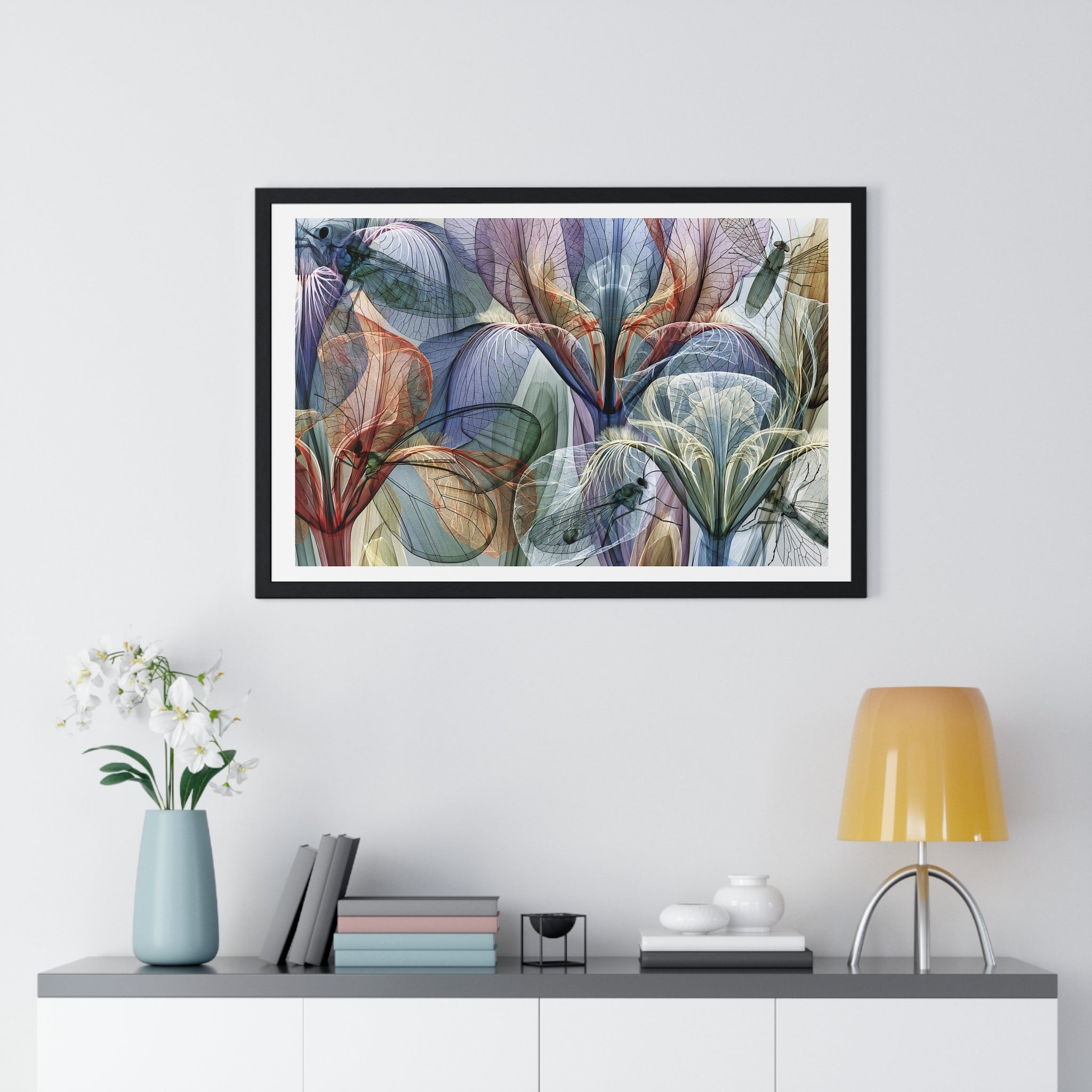 Framed Floral Art Print — Abstract Translucent Lily Poster