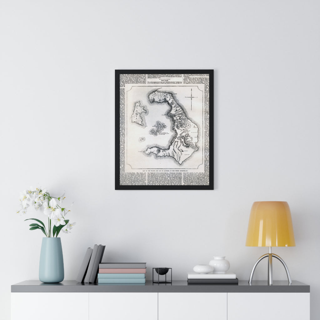 Antique Island Map Poster — Vintage Nautical Wall Art Print